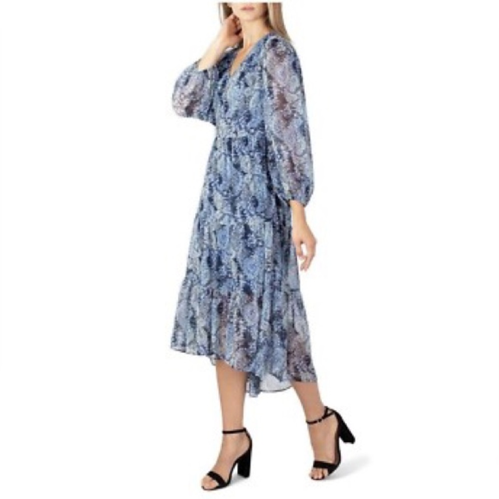 The Joie Limited Edition Women's L Printed Midi Dress in Parisian Paisley Blue